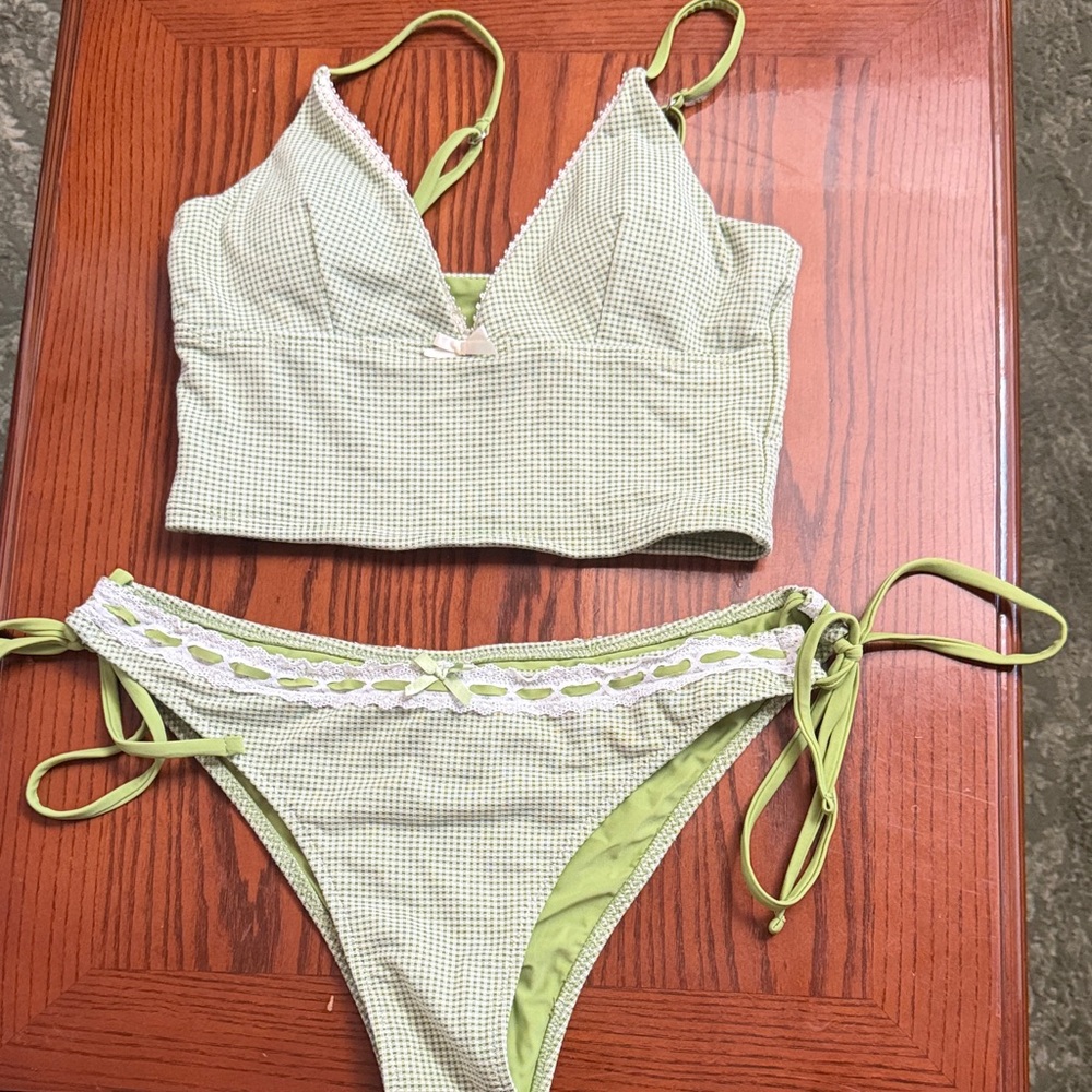 Women’s Light Green Tie-Side Bikini Set